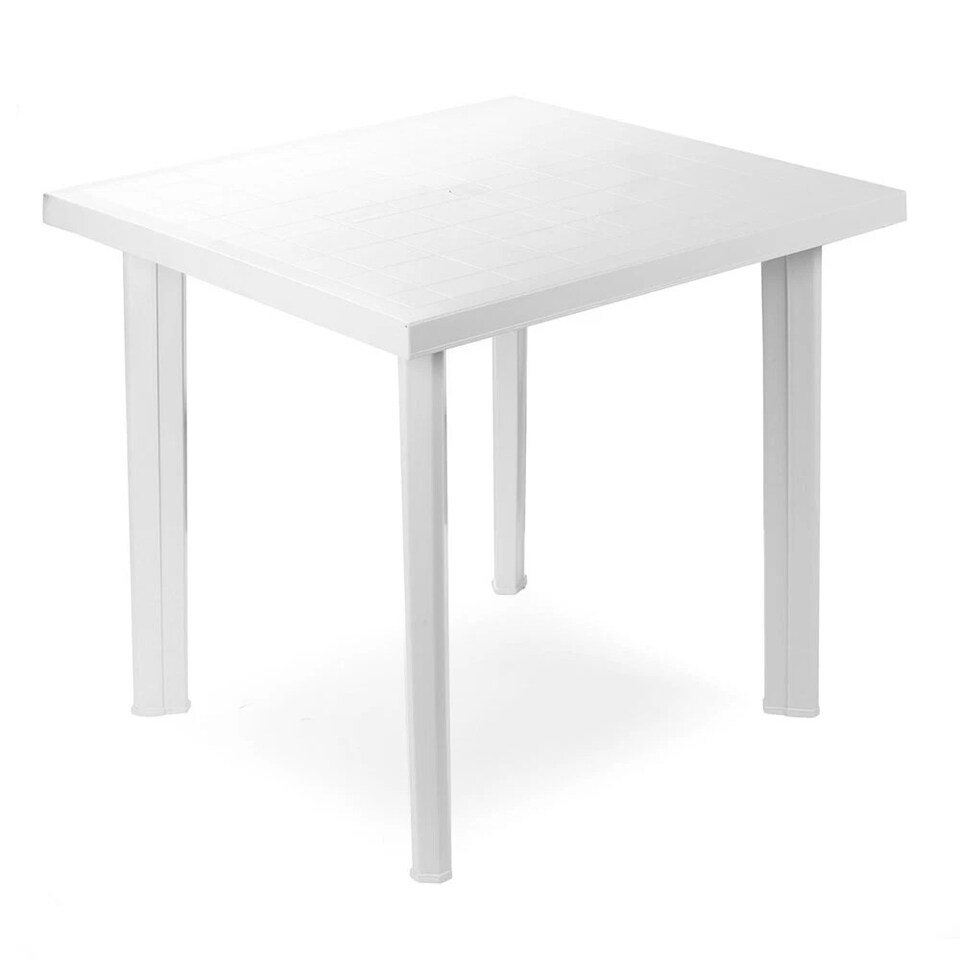 image 1 of White Square Garden Plastic Lightweight Table Patio Deck Outdoor Furniture