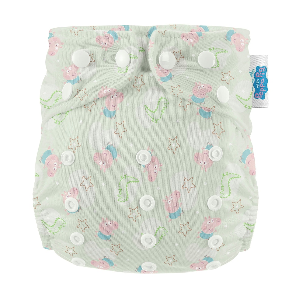 image 1 of Peppa Pig One Size All-In-One Reusable Cloth Nappy - George Pig | Sage