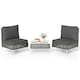 image 1 of COSTWAY 3 Pieces Patio Bistro Set PE Rattan Furniture Set w/Coffee Table-Grey