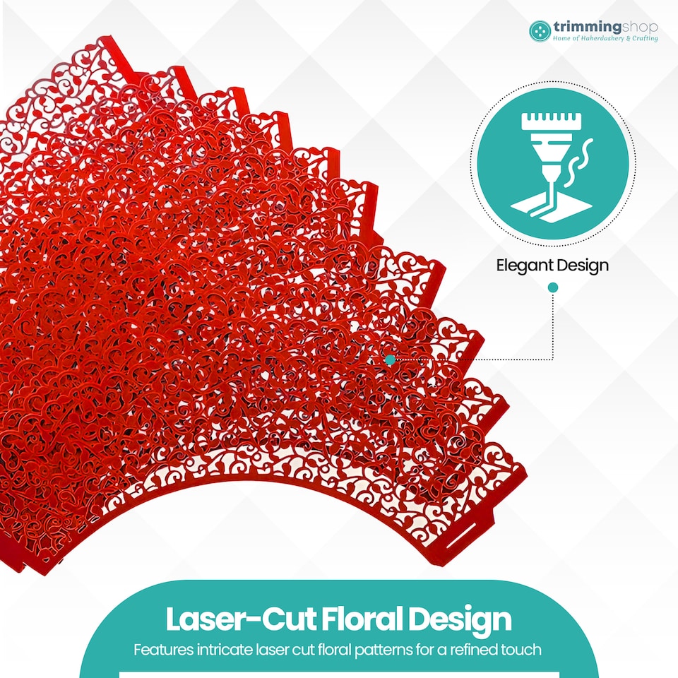 image 1 of Cupcake Wrappers Laser Cut Floral Design Paper Cup Holders - 25pcs