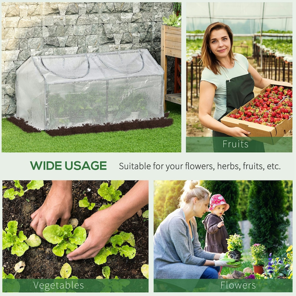 image 1 of Outsunny Greenhouse Plants Foil Tomato Vegetable House W/ 2 Windows White