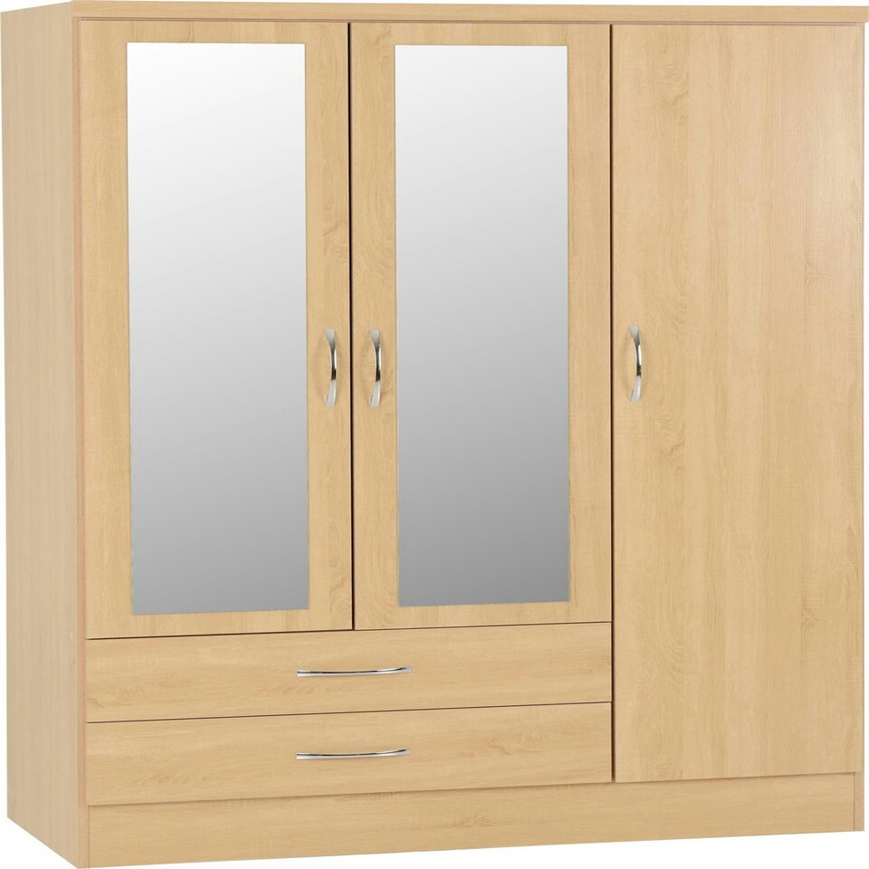 image 1 of Nevada 3 Door Wardrobe 4 Piece Bedroom Set Brown | Sonoma Oak