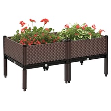 Outsunny Set of 2 Raised Garden Bed Elevated Planter Box for Flower, Vegetables