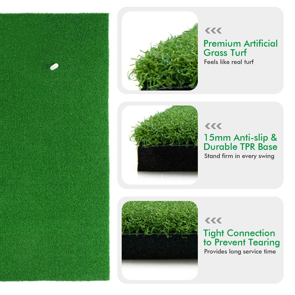 image 1 of COSTWAY Golf Hitting Mat Standard Real Feel Golf Practice Mat