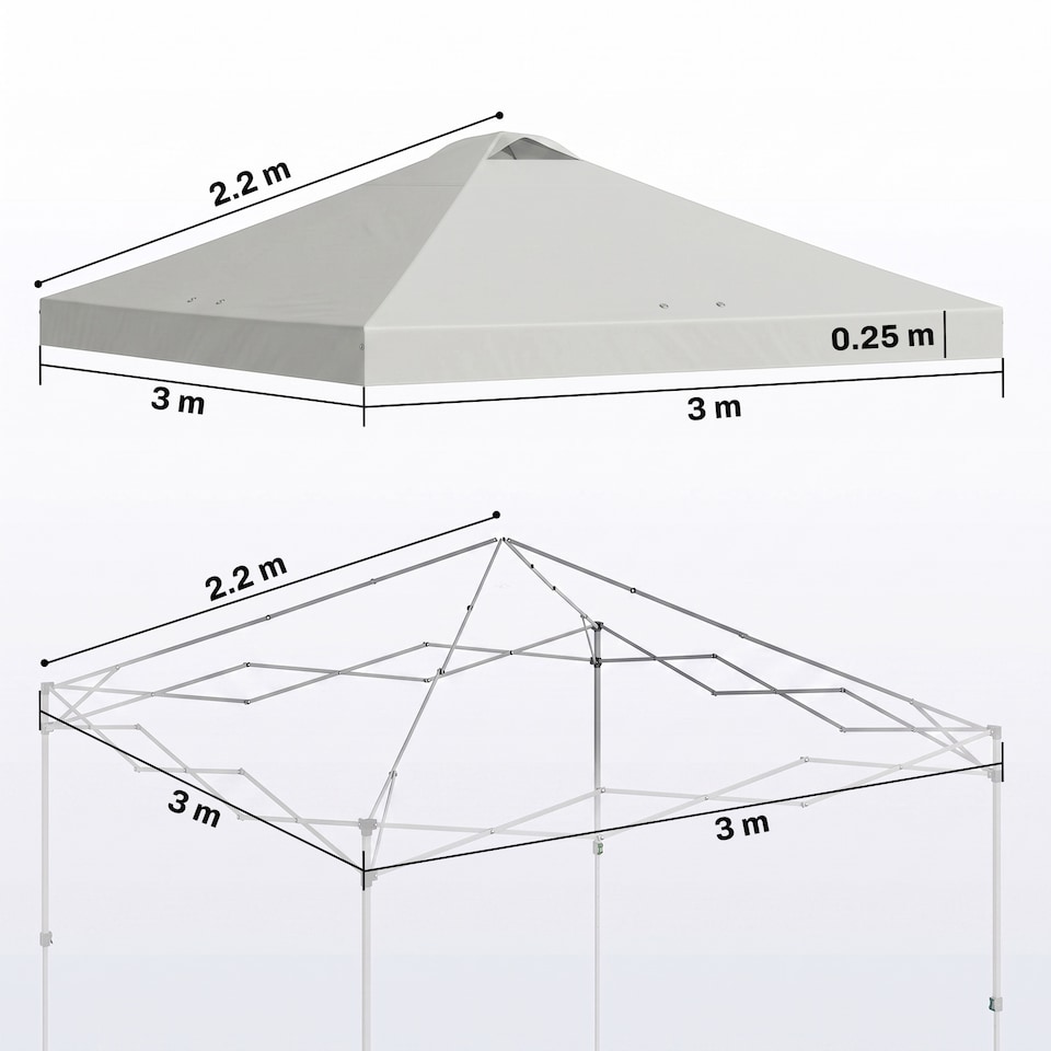 image 1 of Outsunny Gazebo Roof Replacement UV50+ Waterproof 3x3(m) White | White | White | 300 x 300 cm