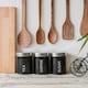 image 5 of Harbour Housewares Black Round Metal Kitchen Tea Coffee Sugar Canisters Kitchen Caddy Kitchen Storage Containers Canister