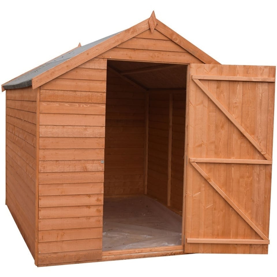 image 1 of Overlap 7 x 5 Feet Dip Treated Value Range Apex Shed Single Door Brown