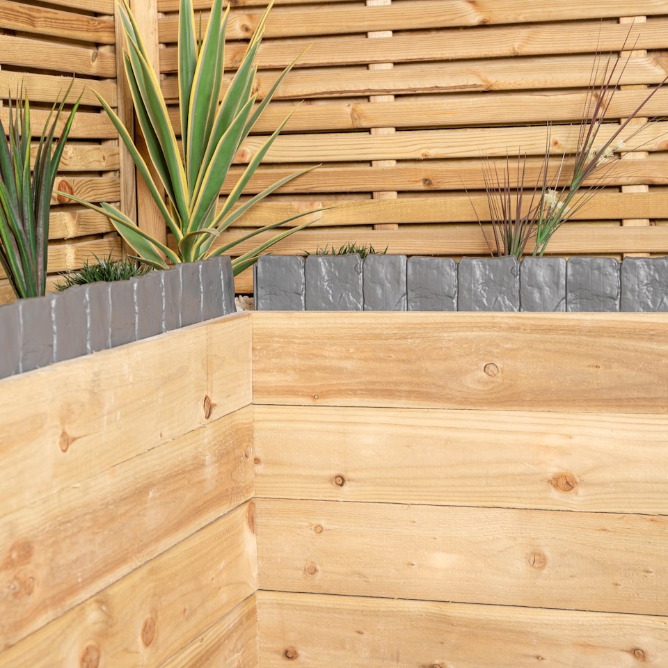 image 1 of 23cm 10 Piece Grey Cobble Stone Effect Garden Edging Boarder