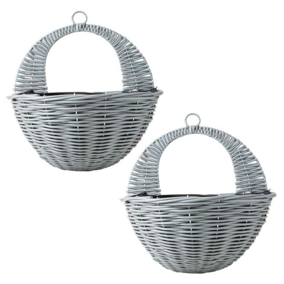 image 1 of FabFinds Grey Hanging Basket 31cm 2 Pack