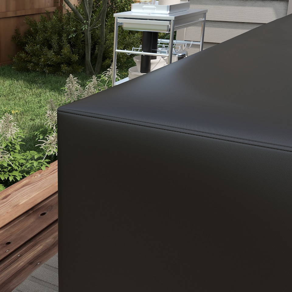 image 1 of Outsunny L-Shaped Rattan Corner Sofa Cover Waterproof Oxford Fabric 250x250x79cm | Black | Black | 250L x 250W x 79Hcm