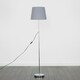 image 2 of ValueLights Charlie Chrome Floor Lamp Grey Taper Shade Grey