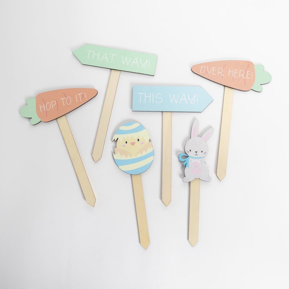 image 1 of Easter Egg Hunt Wooden Stakes - Pack of 6