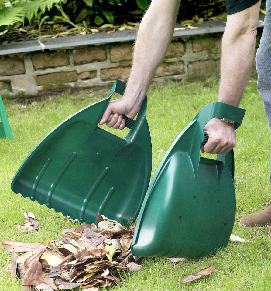 image 1 of Garden Leaf Grabber Scoops  Large Heavy Duty Green Debris Scoops With Handles | Green | Green | 1