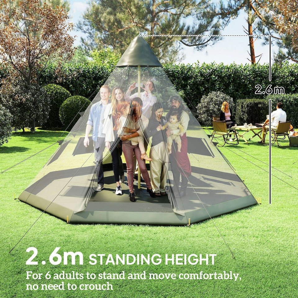 image 1 of Outsunny 6-7 Person Large Family Party Camping Tent W/ Carrying Bag, Blue