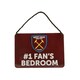 image 1 of West Ham United FC Official Number 1 Fan Football Crest Bedroom Sign - Claret/Blue - One Size
