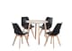 image 1 of 5PCs Dining Set - an Oak Round Dining Table & Set of 4 White Lorenzo Tulip chairs with Padded Seat | Black