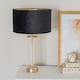 image 2 of ValueLights Balan Brushed Gold Table Lamp Black Velvet Gold Shade and Bulb