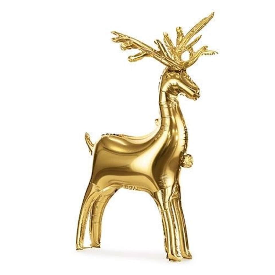 image 1 of Gold Reindeer Christmas Standing Giant Air Fill Foil Balloon 124cm / 49 in Gold