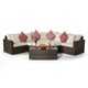 image 8 of Santorini L Shape Modular 5 Seat Rattan Corner Sofa Set With Daybed Ottoman & Coffee Table | Brown | Brown