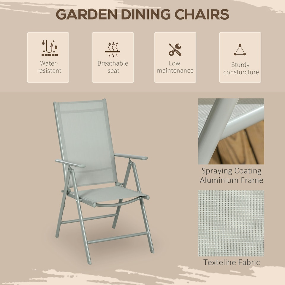 image 1 of Outsunny 7 Piece Garden Dining Set, Outdoor Table and 6 Chair, Aluminium, Black
