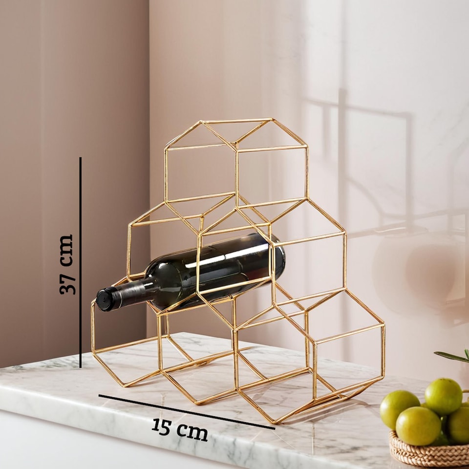 image 1 of Vertex 6 Bottle Gold Finish Wine Rack
