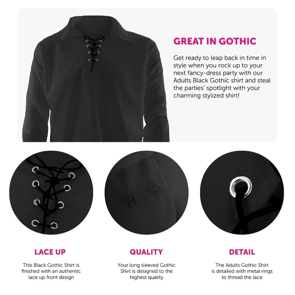 image 1 of Black Gothic Shirt | Black | S