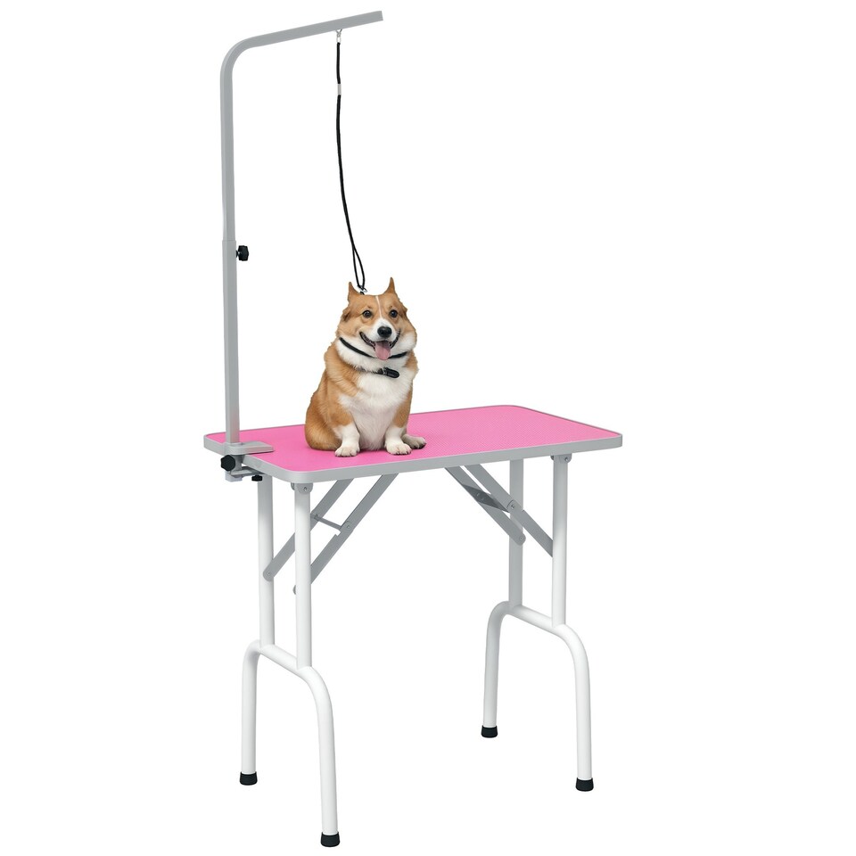 image 1 of PawHut Foldable Dog Grooming Table Adjustable Arm 81x49x80 cm