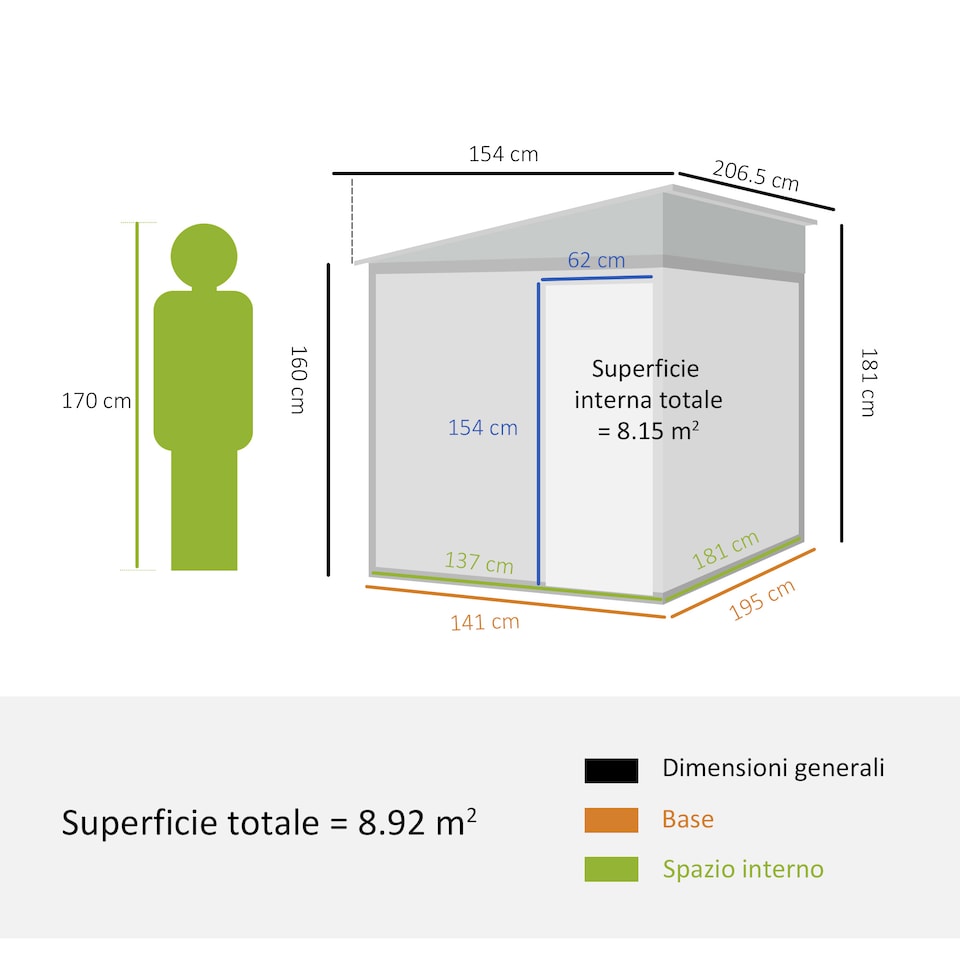 image 1 of Outsunny 7 x 5FT Galvanised Metal Garden Shed with Foundation, Lean to Shed, Tool Storage House with Sliding Doors, 2 Vents, Adjustable Shelves and Hooks, White