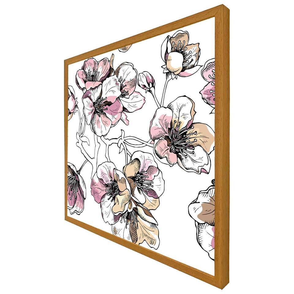 image 1 of Flower illustration (Picture Frame) Brown | Oak | M