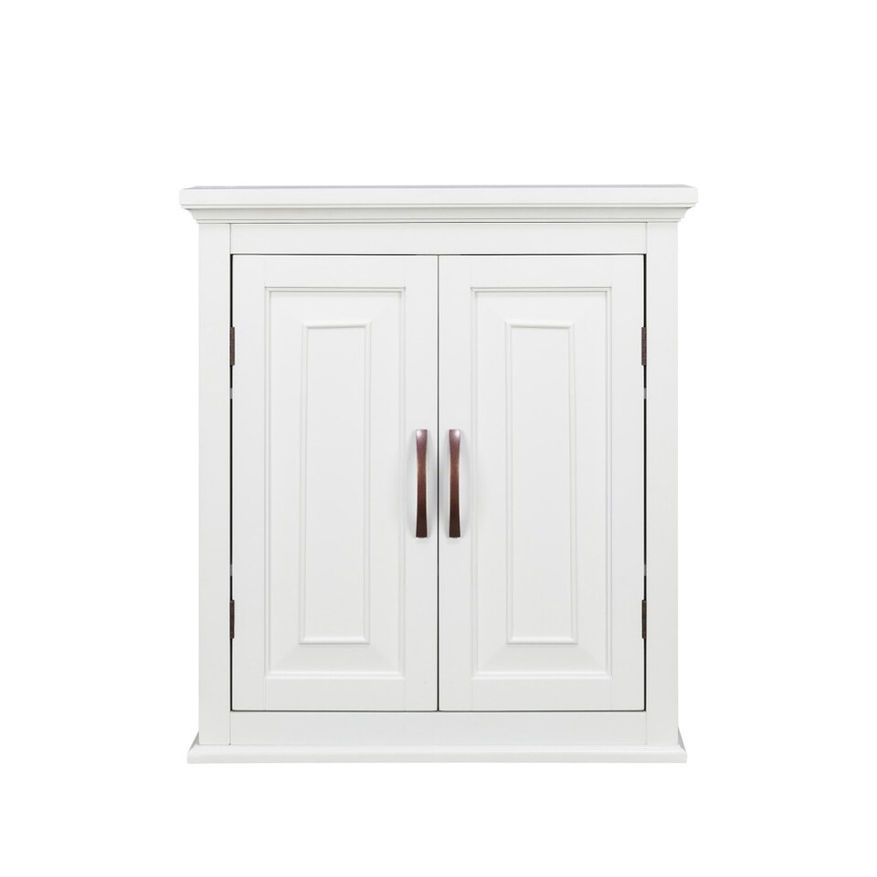 image 1 of Teamson Home Wall-Mounted Bathroom Cabinet with Adjustable Shelves, White/Bronze