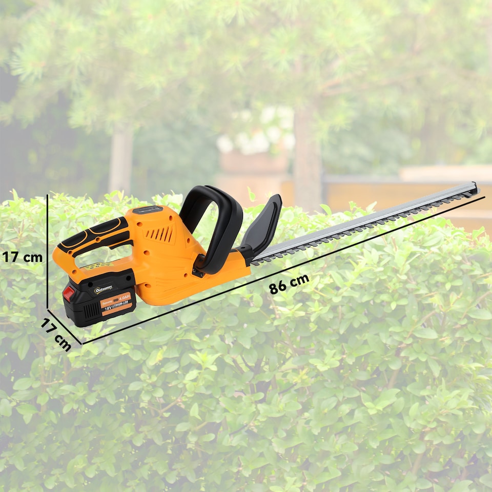 image 1 of Outsunny Cordless Hedge Trimmer with Brushless Motor, Orange | Orange