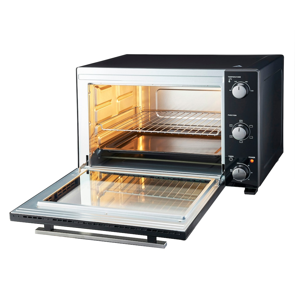 image 1 of Cooks Professional Mini Oven | 48 Litre | 3 Cooking Functions | Powerful 1500W | Black & Silver