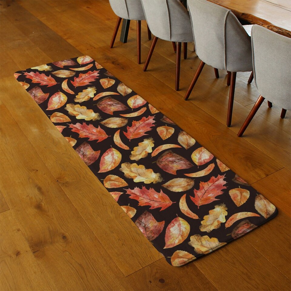 image 1 of Autumn Leaves on Black (Runner Rug) Multi