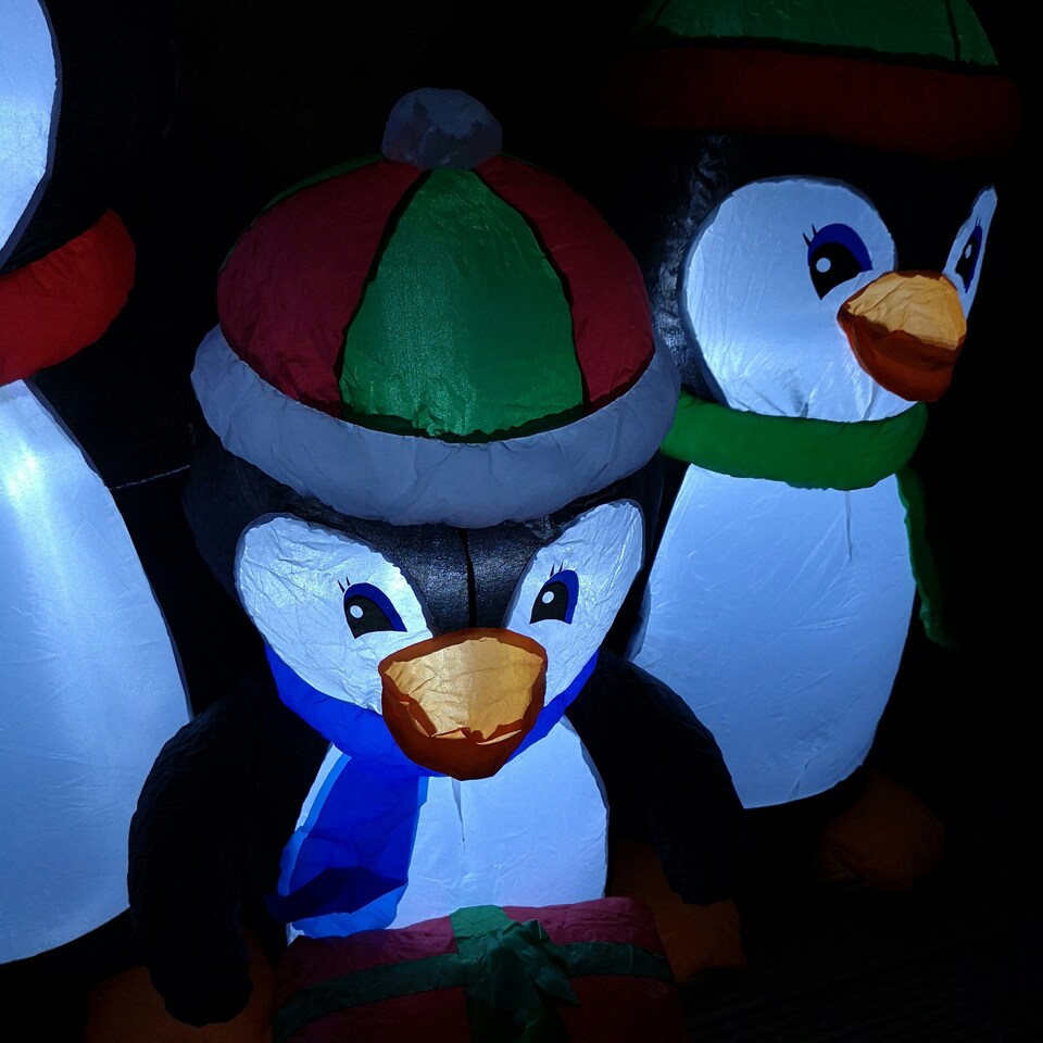 image 1 of 1.5m Inflatable LED Lit Penguin Family Indoor Outdoor Christmas Decoration with 12 Warm White LEDs