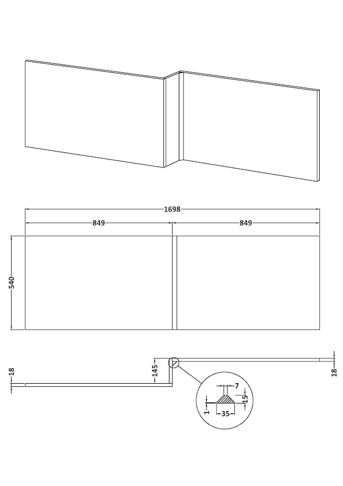 image 1 of L Shape Square Reversible Bath End Panel Satin White 700mm | White | Satin White | 1