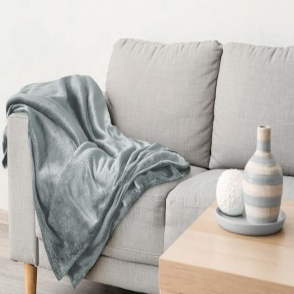 image 1 of Plush Collection Flannel Fleece Super Soft Throw in Silver (55" x 71") Grey | Grey