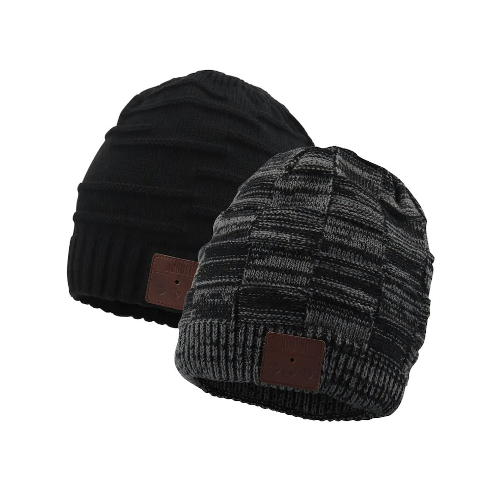 image 1 of Warm Beanie Hat with Bluetooth Wireless Headphones Integrated - Rechargeable with Built-In Microphone For Hands Free Calls - August EPA25 | Grey