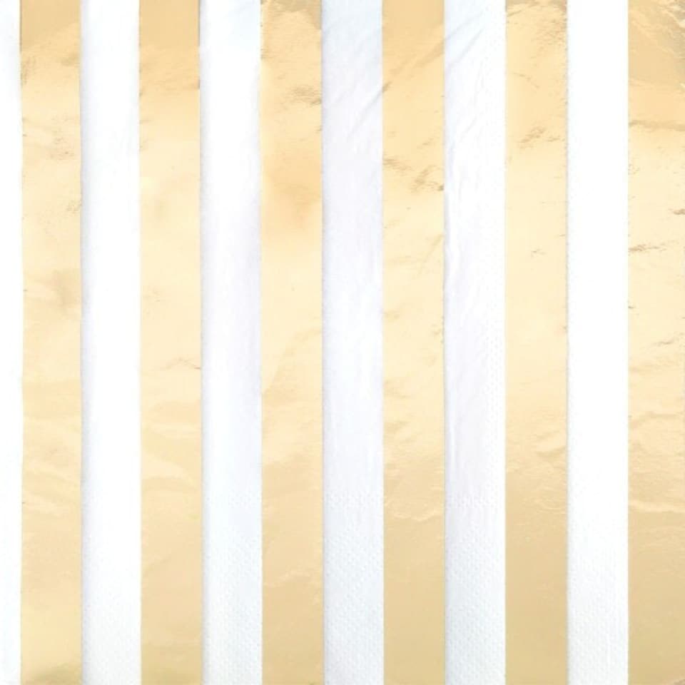 image 1 of Pack of 16 Gold Foil Stripes Stamped Luncheon Napkins