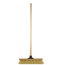 Sweeping Brush Indoor Kitchen Broom with Soft Crimped Synthetic Bristles and Wooden Handle