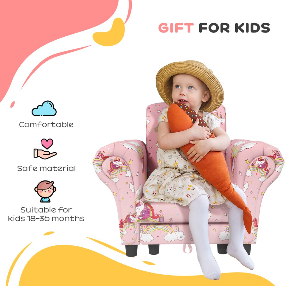 image 1 of AIYAPLAY Kids Sofa Set Toddler Armchair with Footrest, Children Chair, Pink