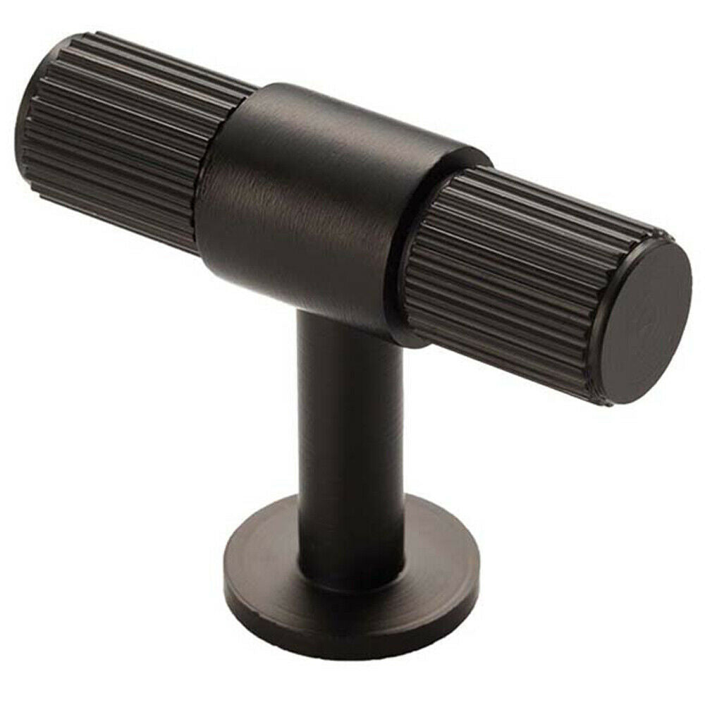 Loops Lined Cupboard T Shape Pull Handle - 50 x 13mm - Matt Black Cabinet Handle