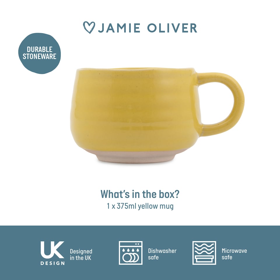 image 1 of Jamie Oliver Big Love Yellow Stoneware Mugs, Set of 4, 375ml | Yellow | Yellow