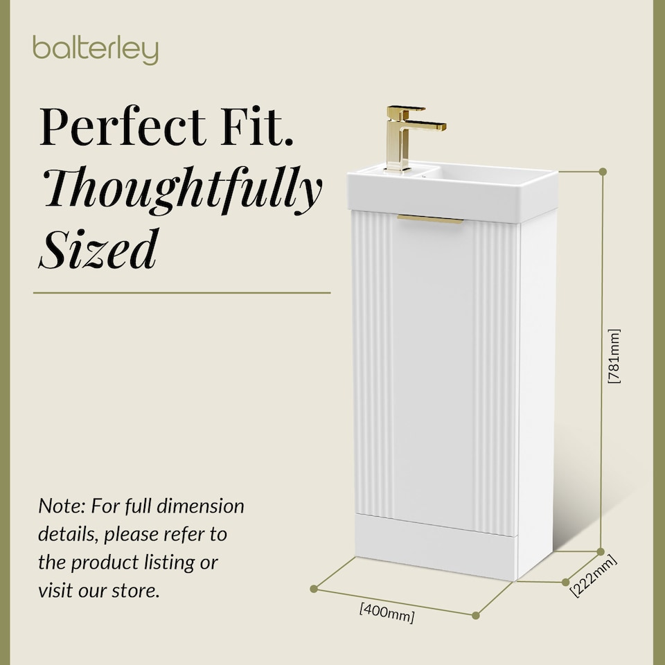 image 1 of White 400mm Floor Standing Vanity Unit with Black Handle | White | Satin White | 1