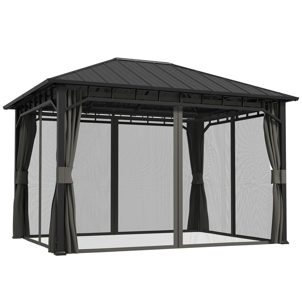 image 1 of Outsunny 3 x 4m Hardtop Gazebo with Galvanised Steel Roof and Sides