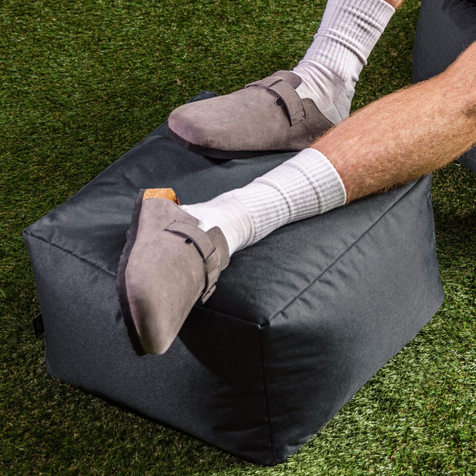 image 1 of icon Kingston Adult Classic Indoor Outdoor Bean Bag & Square Footstool Pouffe Charcoal