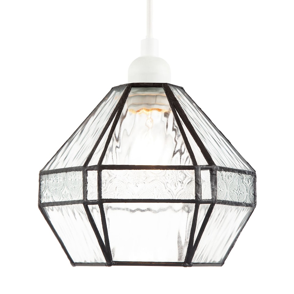image 1 of Vintage Classic Bronze Pendant Shade with Moroccan and Water Glass | Clear | Transparent | 1