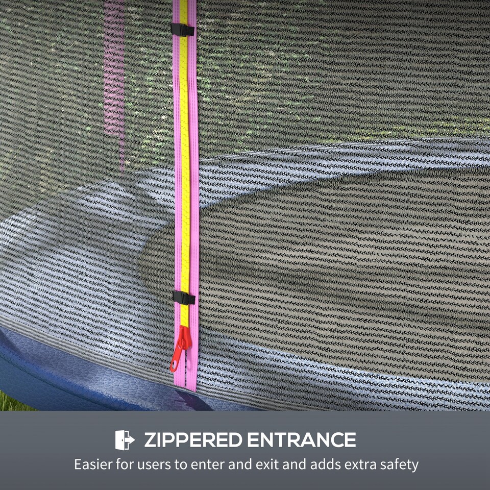image 1 of SPORTNOW 10ft Trampoline Net Replacement with 6 Plastic Pole Covers, Weather-Resistant Trampoline Netting Replacement with Zipped Entrance, Poles Not Included, Pink