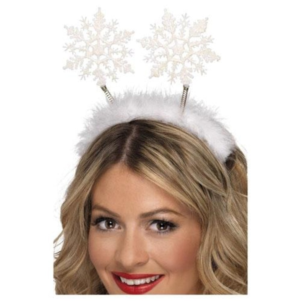 White Snowflake Head Boppers Fancy Dress Headband