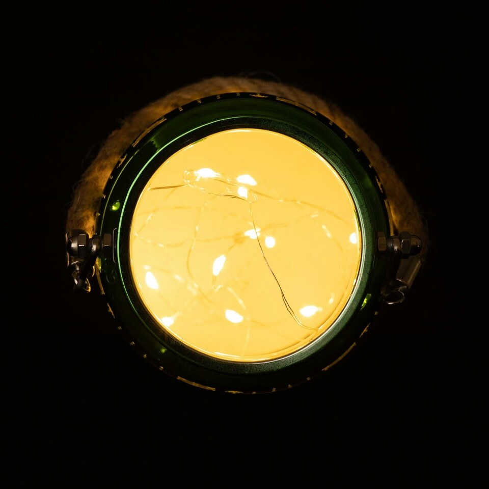 image 1 of 20cm Christmas Decorated Jar - Green Lantern