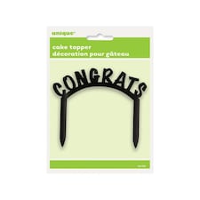 Unique Party Congrats Plastic Cake Topper - Black - One Size